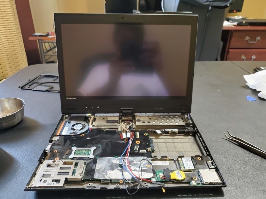 Laptop partially re-assembled