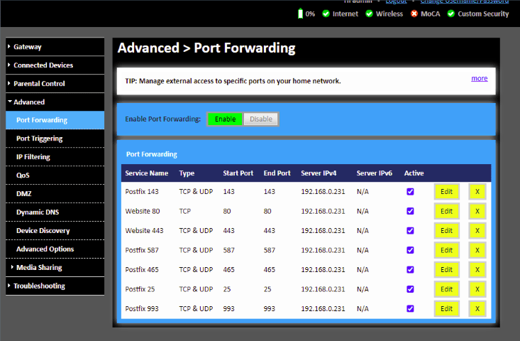 Port Forwarding Rules